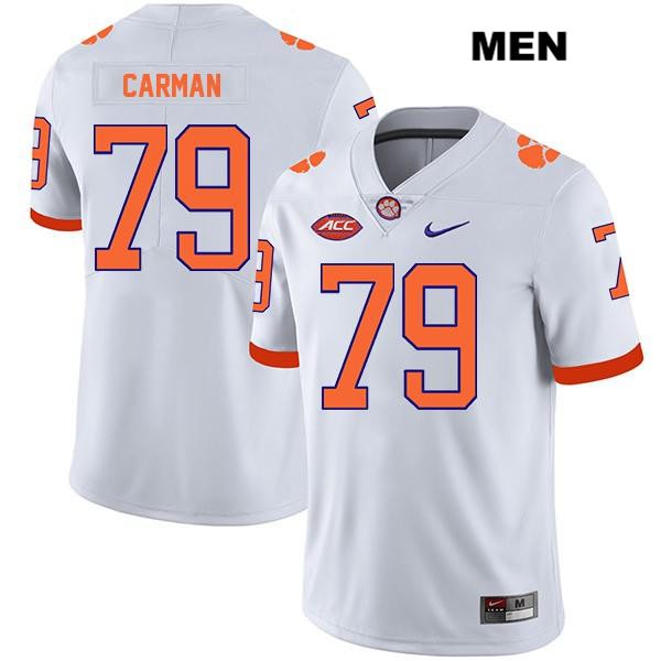 Men's Clemson Tigers #79 Jackson Carman Stitched White Legend Authentic Nike NCAA College Football Jersey QPS1346JD